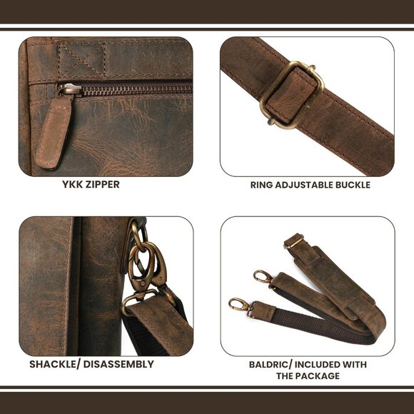 🆕Leather Village Men & Women Brown Vintage Leather Messenger Handmade Bag - Picture 5 of 10